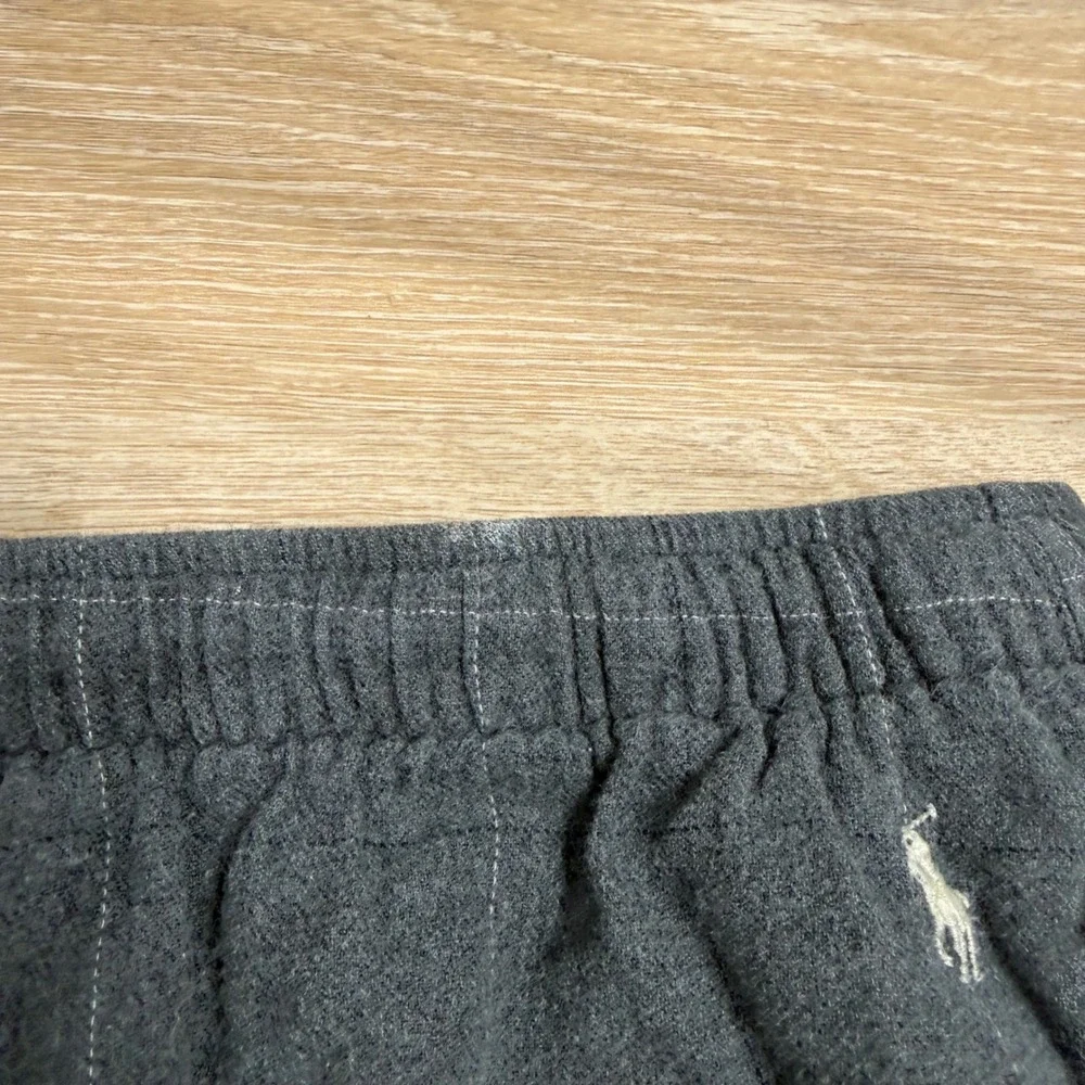 Polo Ralph Lauren Mens Grey Windowpane Plaid Cotton Flannel Pajama Pants Large